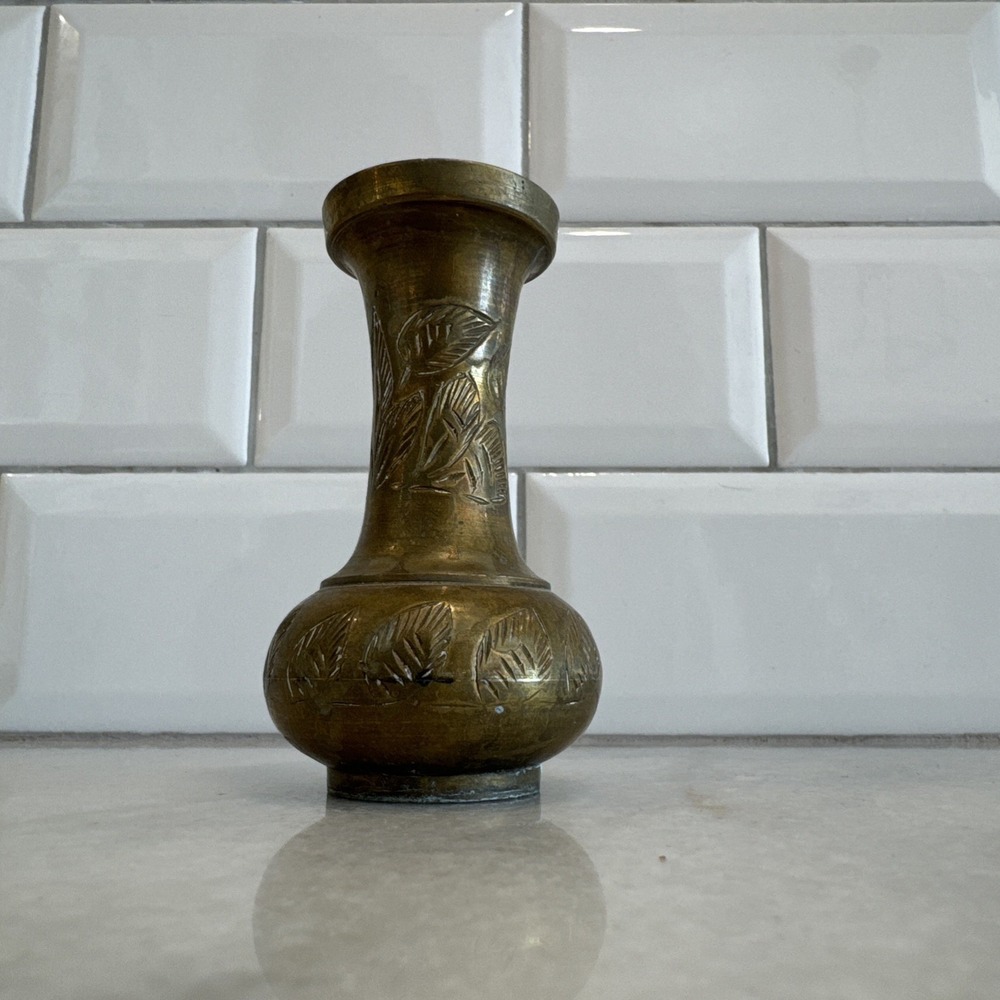 Vintage Adorable Brass 4in‎ Vase